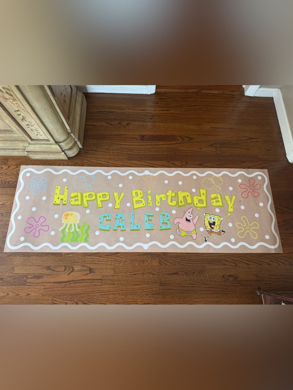 SpongeBob Happy Birthday Caleb printed paper banner